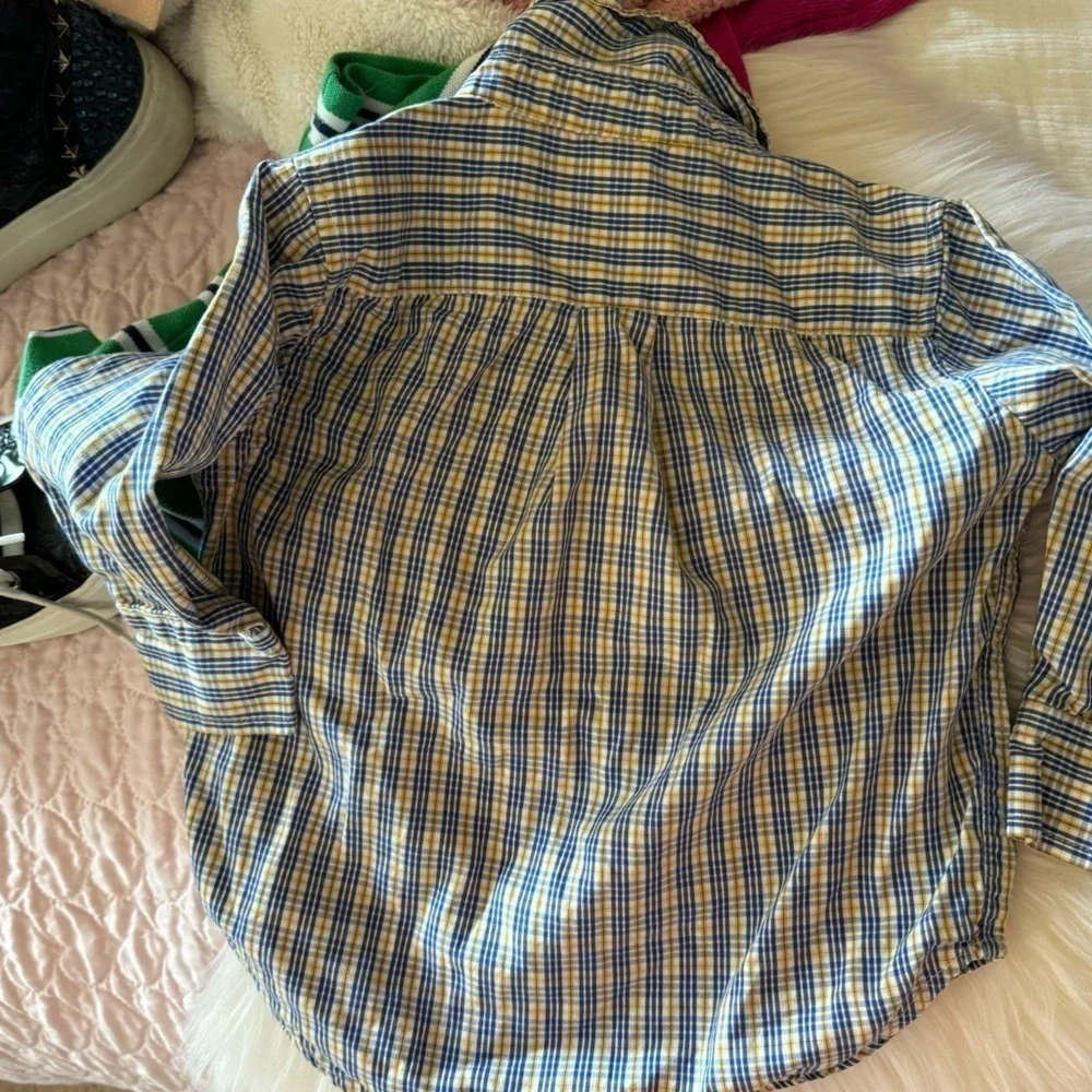 Gap 100% cotton button-down long sleeve kids, toddler shirt 3 years plaid preppy